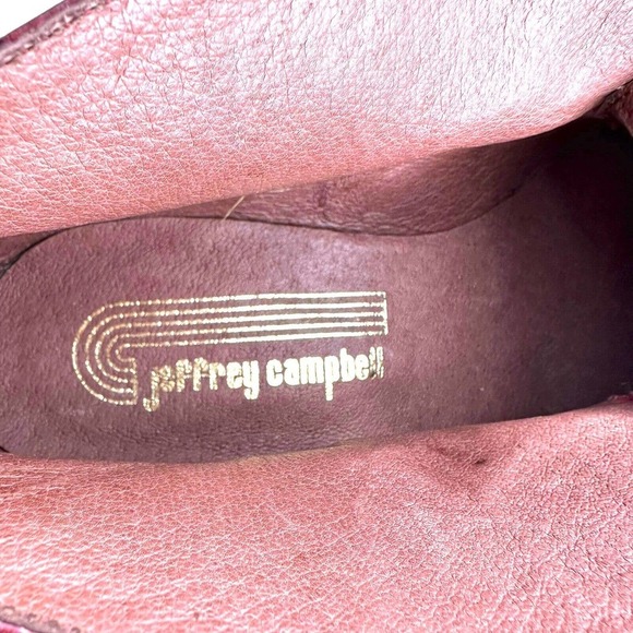 jeffrey campbell burgundy Croc Embossed Leather block heel Bootie sz 6 witchy - Picture 10 of 10